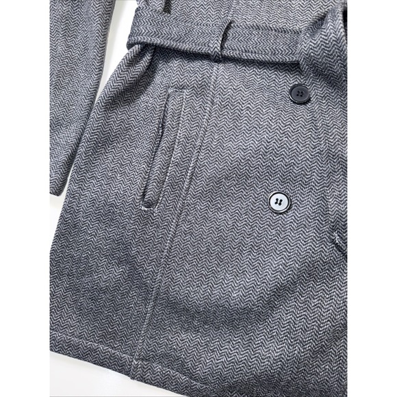Torrid 2 Gray Bouckle Belted Double Breasted Pea Coat Classic‎ Career Minimalist - Picture 4 of 14